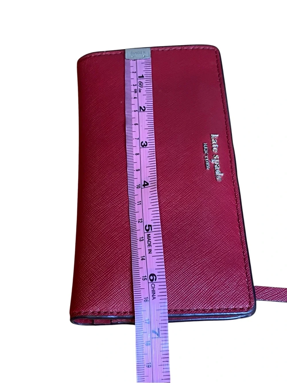 Kate Spade Cameron Slim Long Saffrino Red Leather Wallet